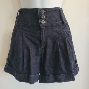Hudson high waisted pleated paper bag style jean shorts